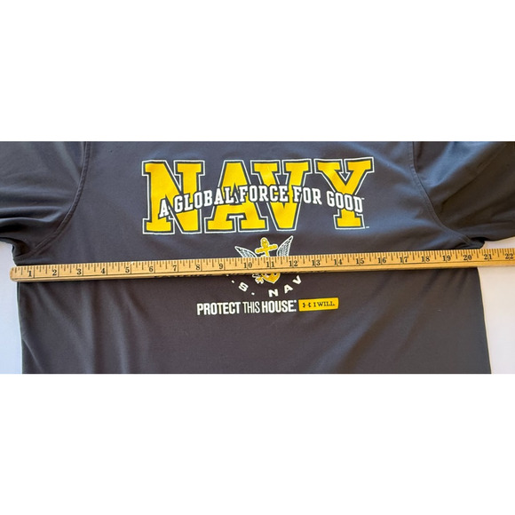 Under Armour US Navy Graphic HeatGear Athletic T-Shirt Men’s Large Gray Y2K - Picture 7 of 9